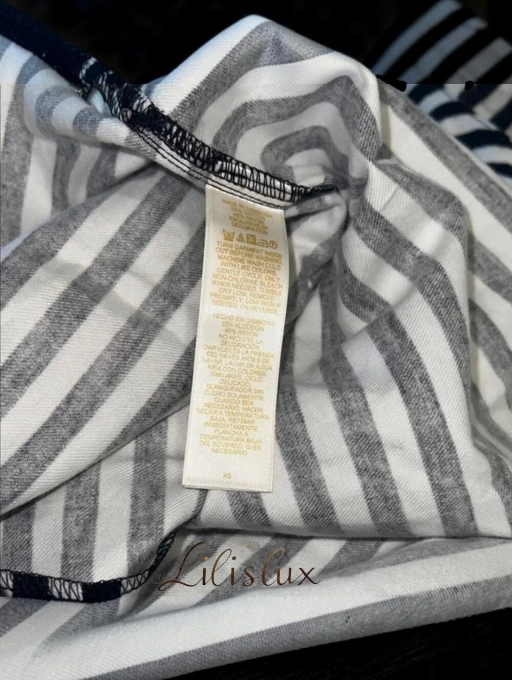 Kate Spade Black And White Striped Flannel Pajama Set Size Medium
